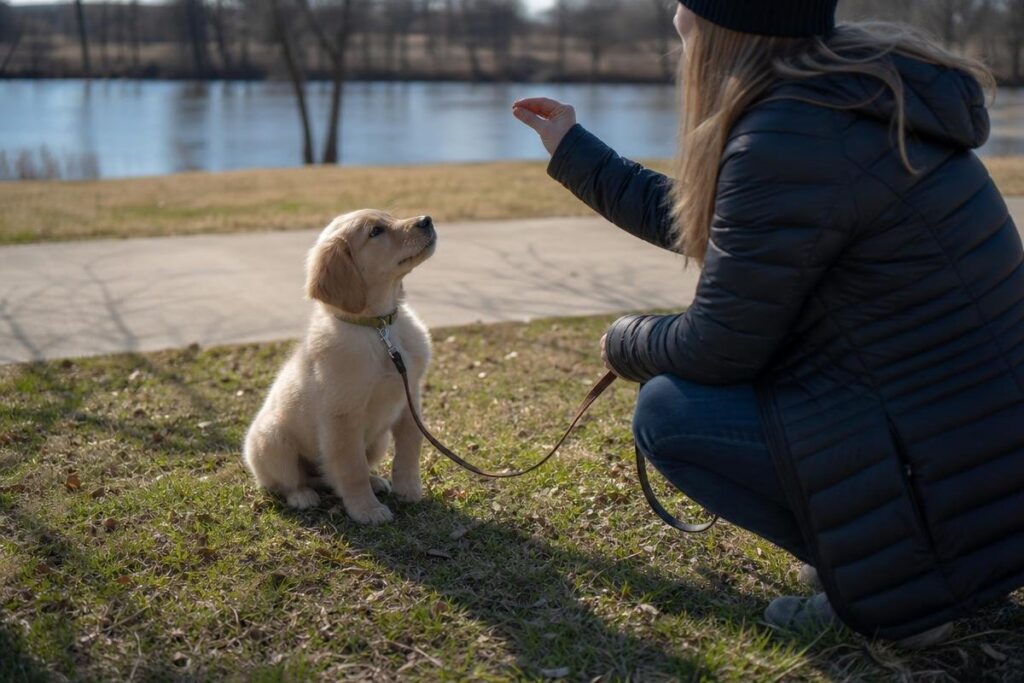 Puppy training schedule session with trainer in Oklahoma City