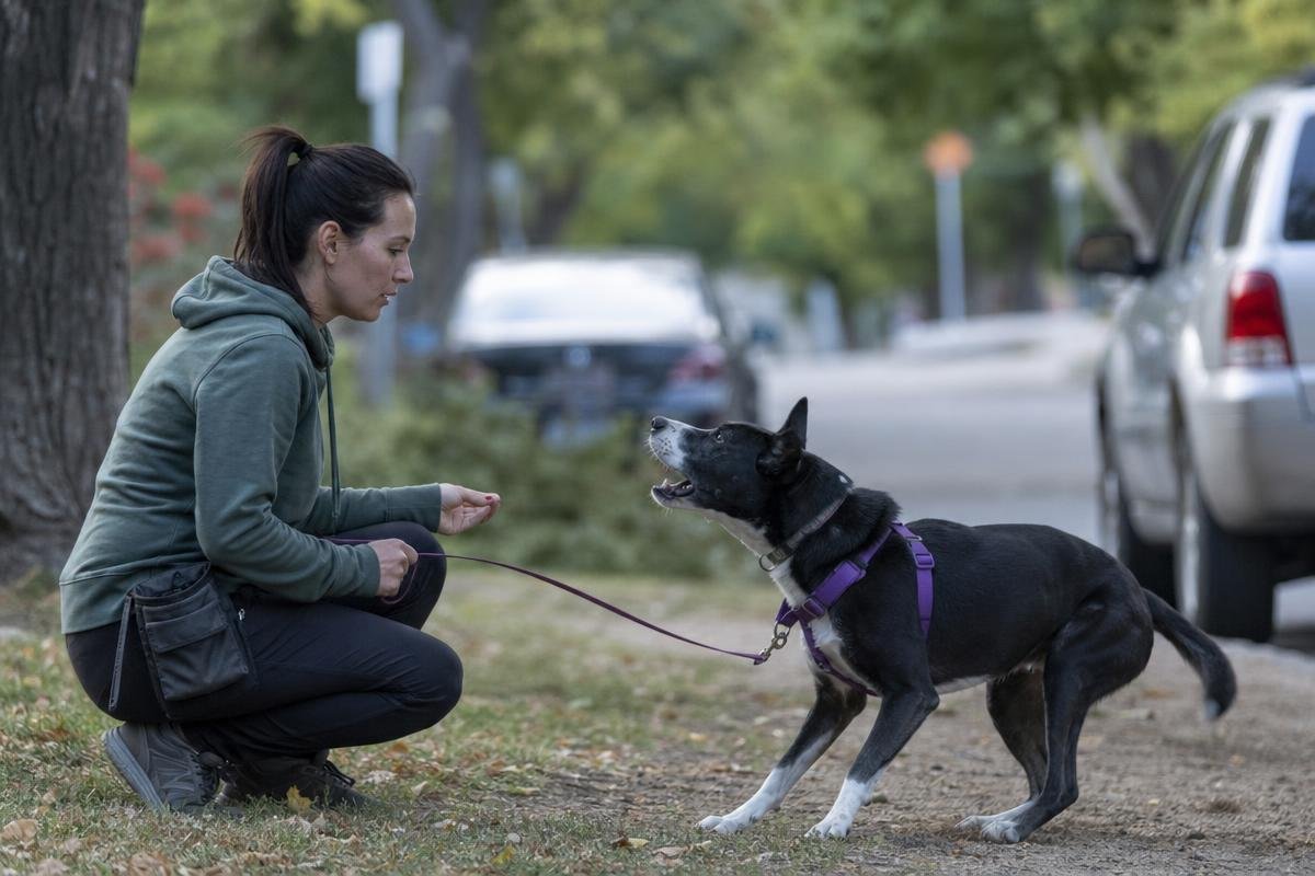 professional dog aggression training session with reactive dog