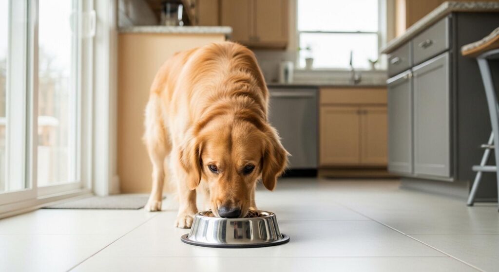 Golden retriever eating from bowl - best dog food brands for Dallas dogs 2026