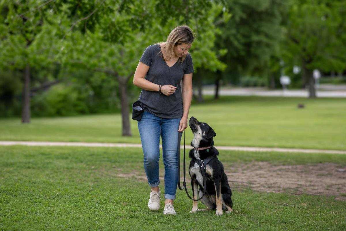 Dallas private dog trainer addressing common dog behavior problems during an outdoor session