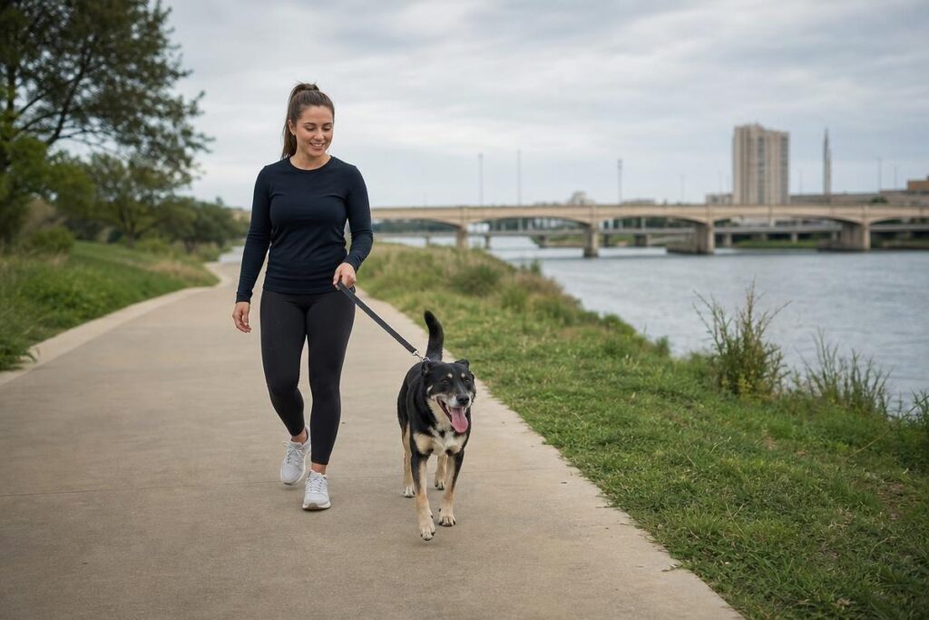 dog-friendly trail in Fort Worth Texas along Trinity River