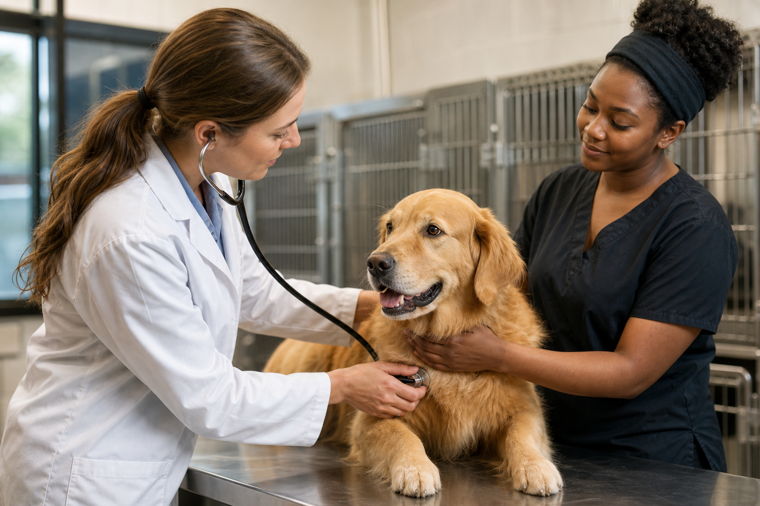 Dog health check at Shreveport boarding facility