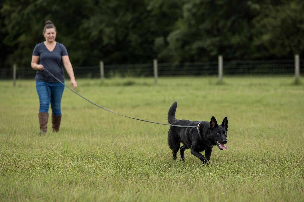 off leash dog training process using long line in Shreveport