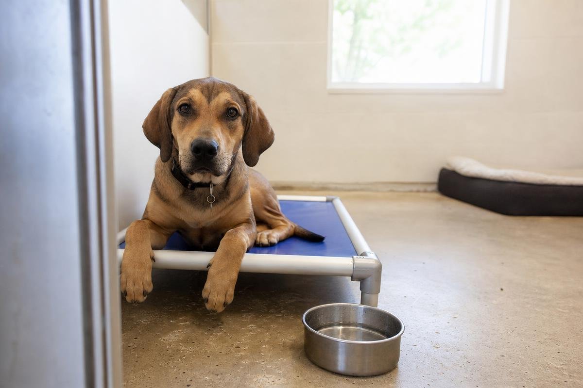 Climate-controlled indoor suite at a Dallas dog boarding facility