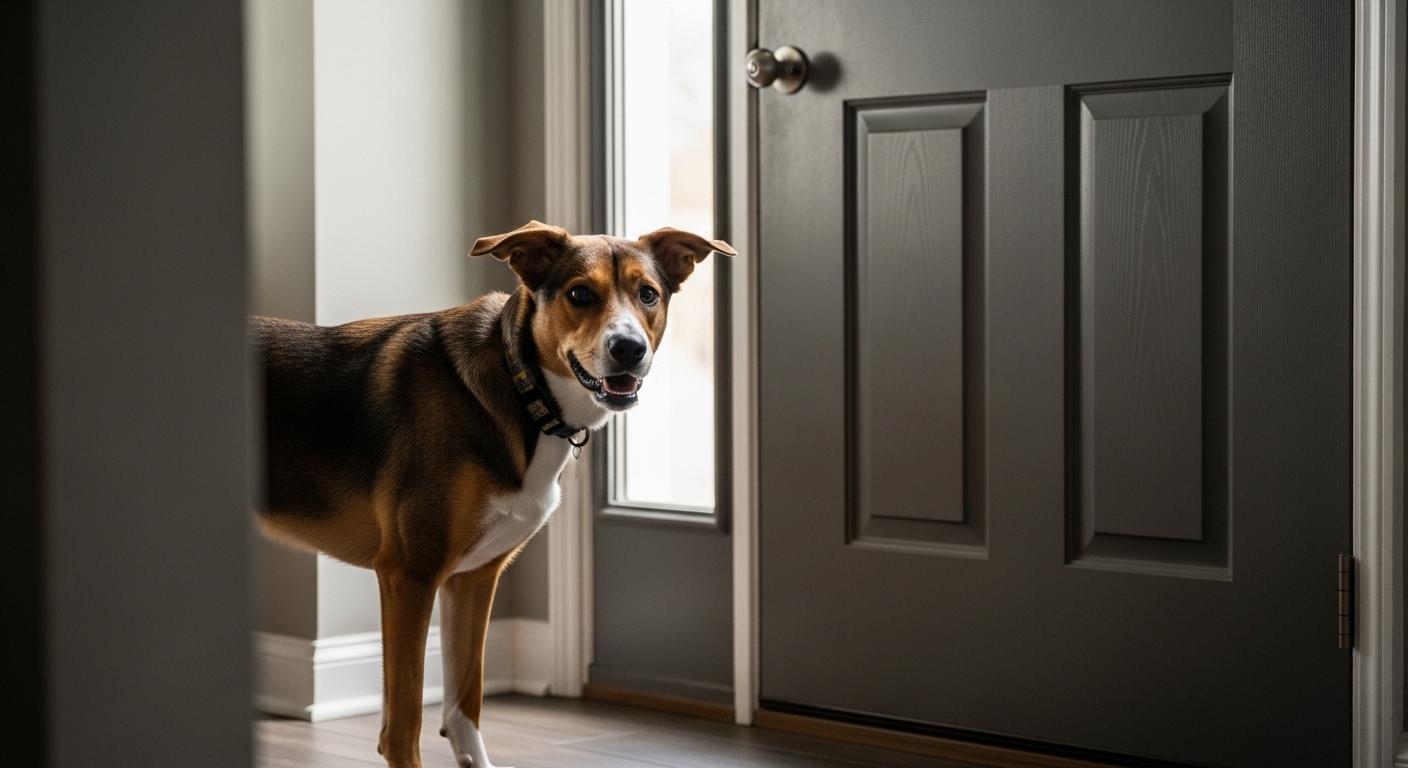 dog barking at door in Des Moines IA