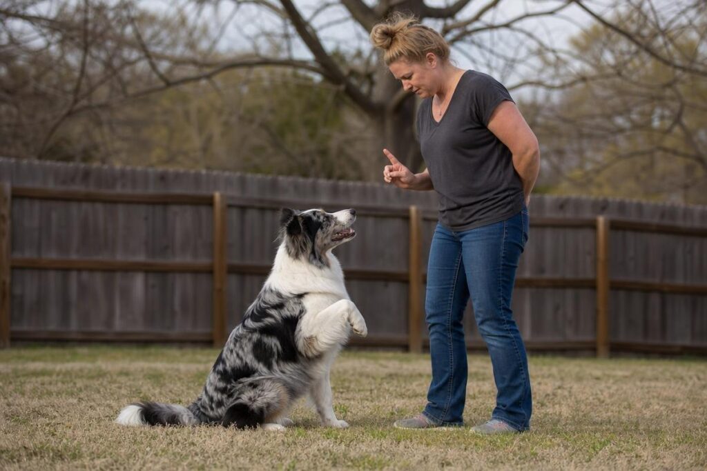 Oklahoma City dog trainer helping a trained dog that stopped listening during a refresh training session