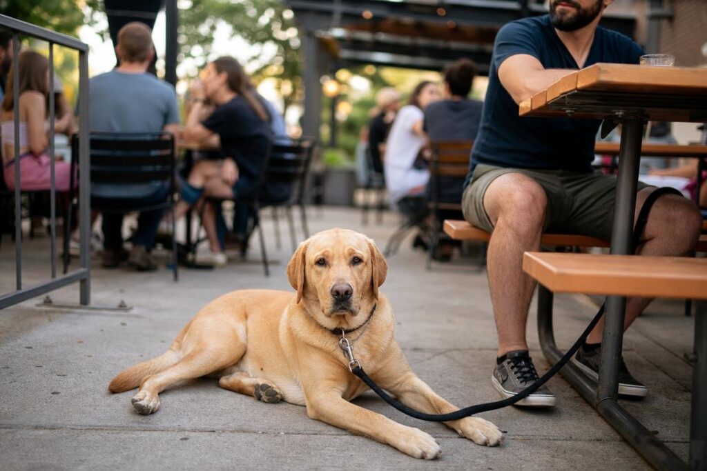 dog friendly breweries Des Moines patio outing with well-behaved dog