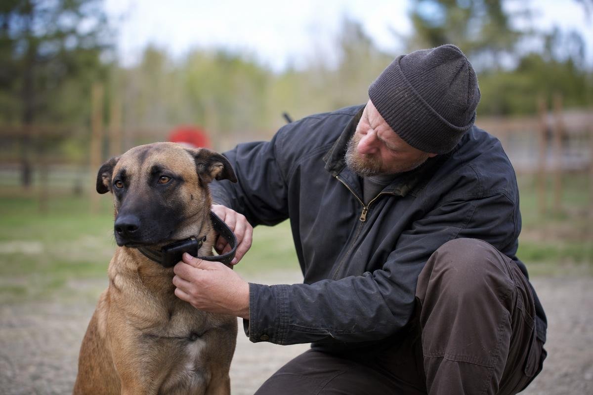 professional e-collar training session with dog trainer